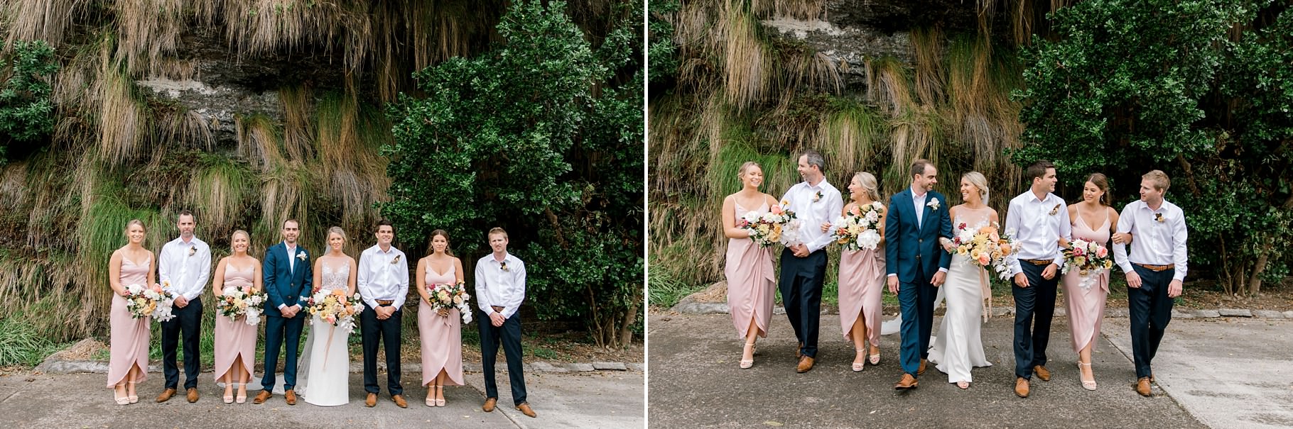 Auckland Wedding photographer, Officers Mess wedding photographer, Takapuna wedding photographer, Floral Stylist, Floral arch, blush bridesmaids dresses, rainy wedding